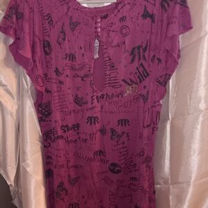 Vibrant Graphic Print Tee - Magenta